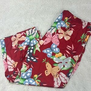 Women Multicolor Soft Floral Crop Pajama Capris Zize Large Straight #267